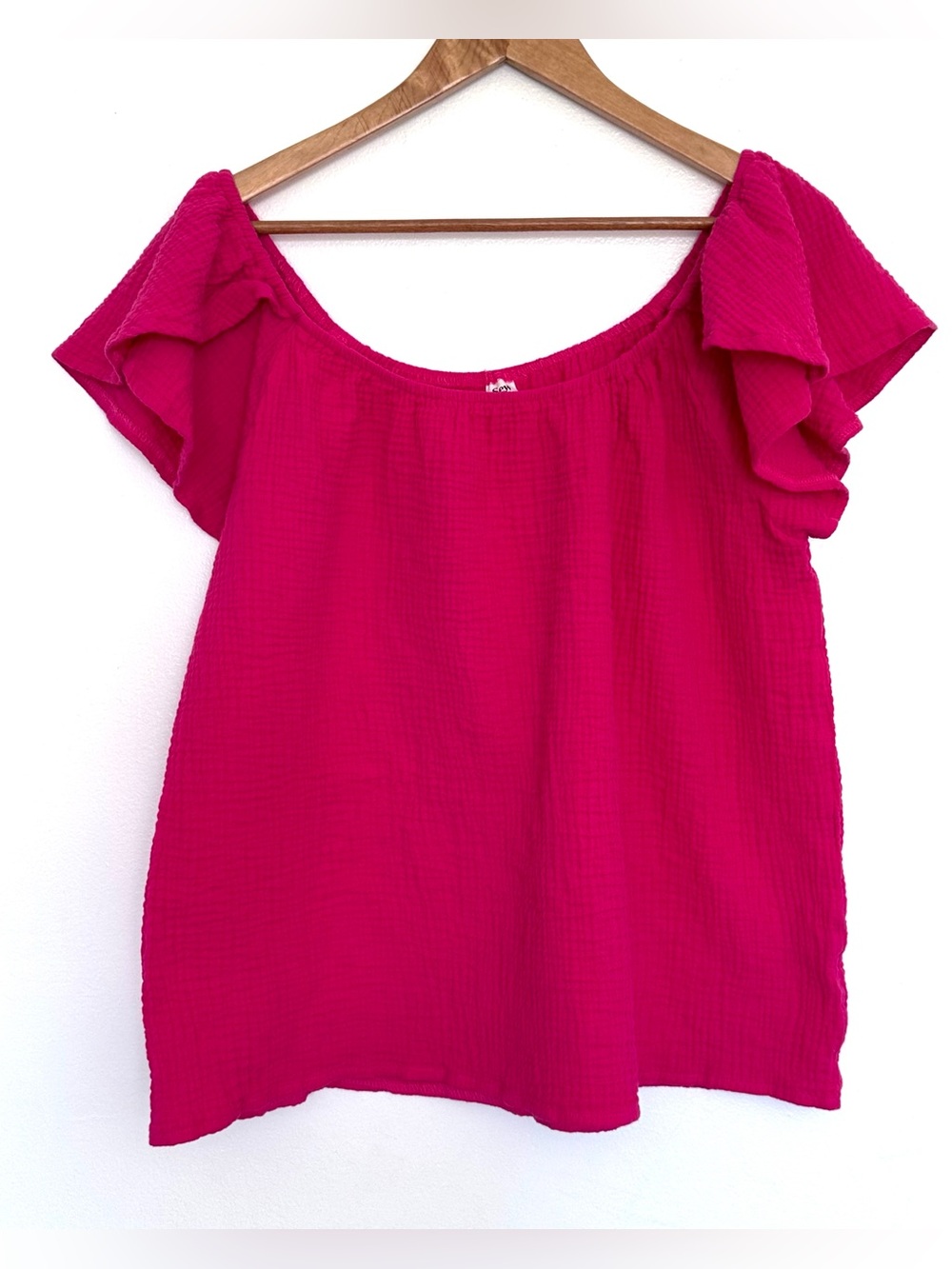 Sew In Love Shirt Women’s 2XL Pink Cotton Gauze Short Sleeve Off The Shoulder